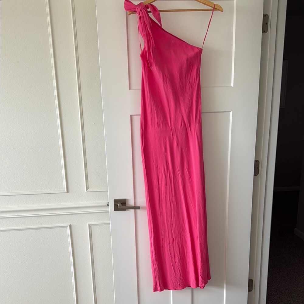 Mango Pink Asymmetrical One-Shoulder Dress